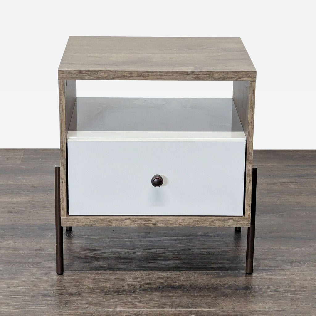 One Drawer Nightstand with Open Shelf