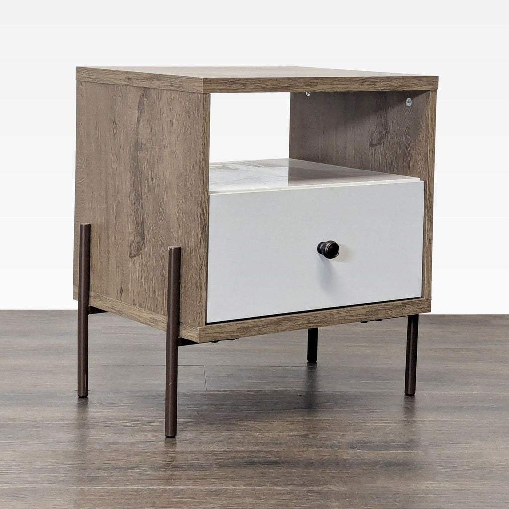 One Drawer Nightstand with Open Shelf