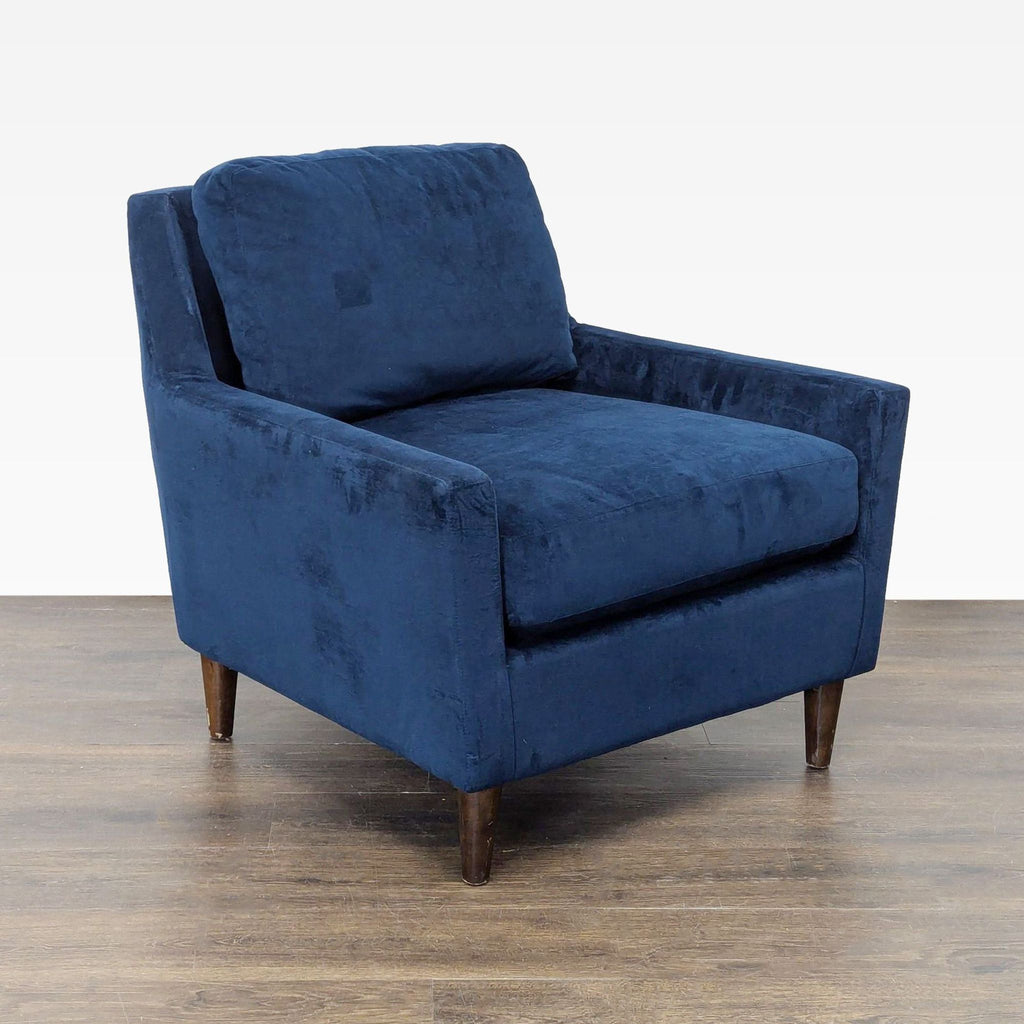 West Elm Everett Blue Velvet Lounge Chair - Modern Accent Armchair - Accepted Offer (17.05% discount)