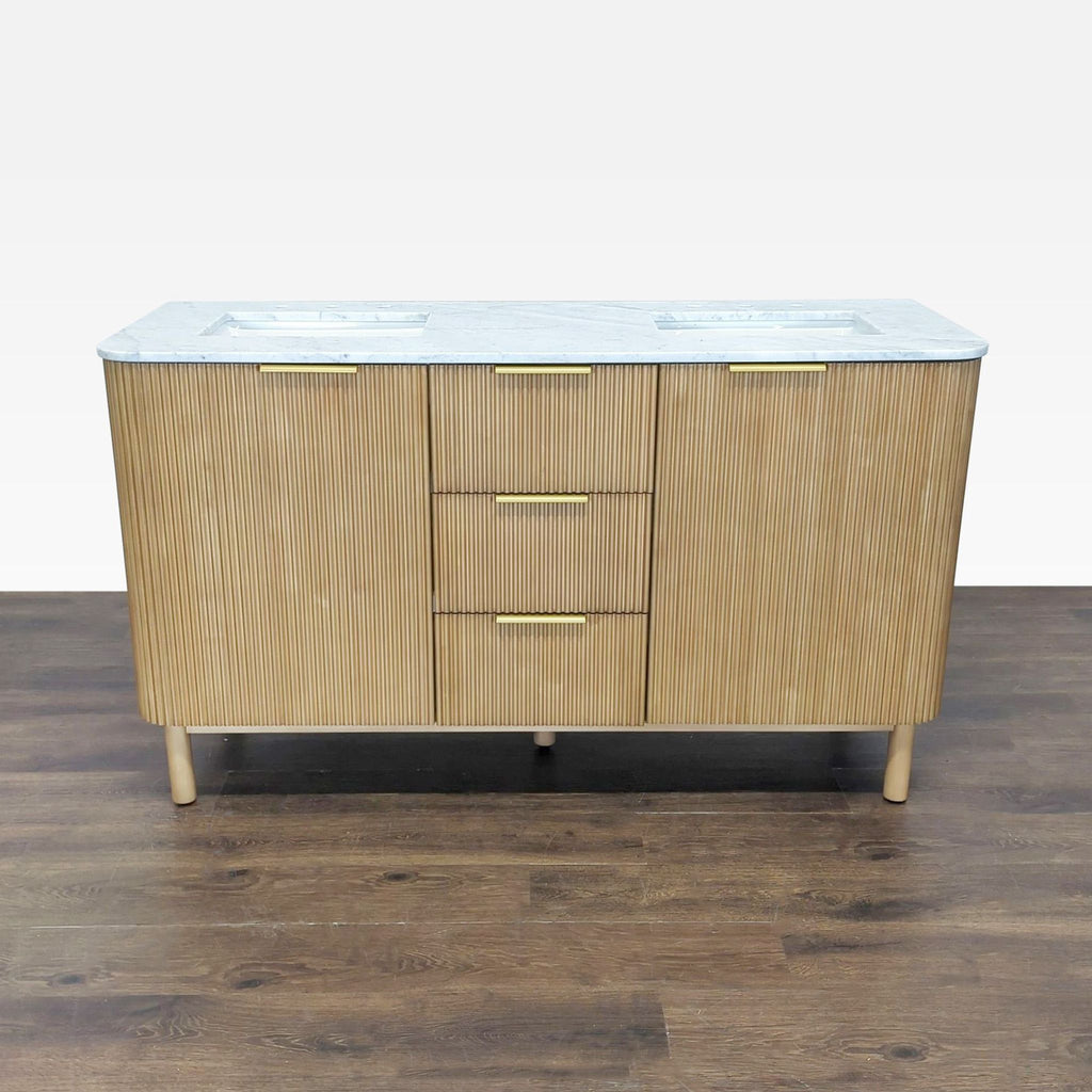 Highbury Furnishings Havana 60” Double Sink Vanity with Marble Top and Storage - Accepted Offer (25.00% discount)