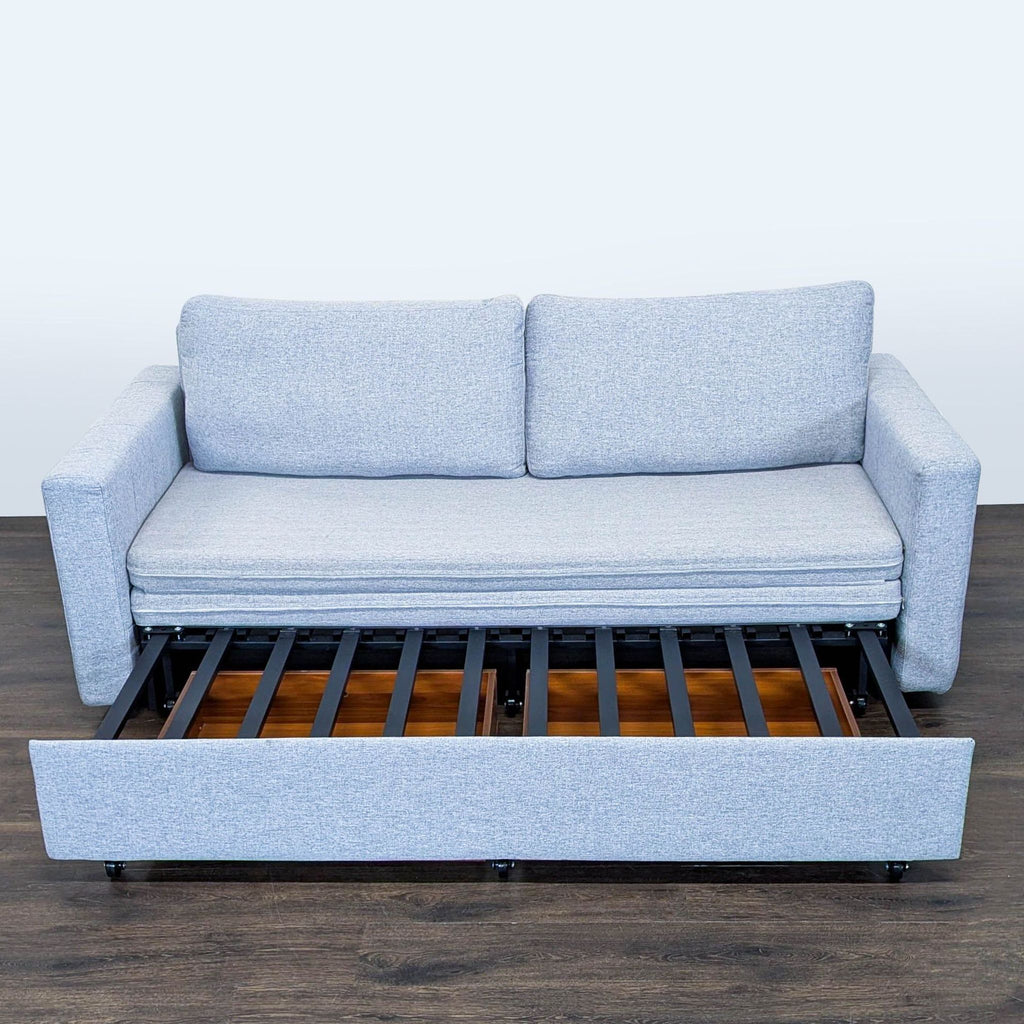 Modern Light Gray Sleeper Sofa with Pull-Out Bed