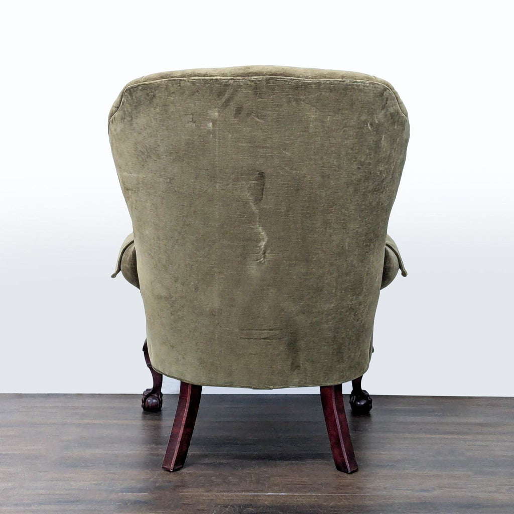 Thomasville Olive Green Tufted Lounge Chair with Carved Wooden Legs - Accepted Offer (9.84% discount)