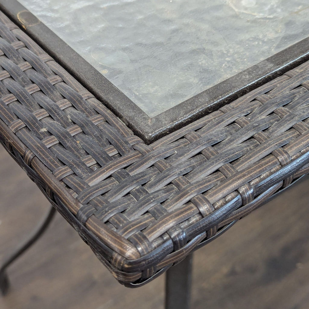 3-Piece Patio Bistro Set with Glass Top Table and 2 Wicker Chairs
