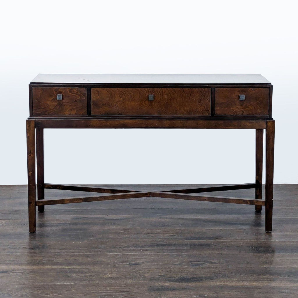 Three Drawer Wood Console Table