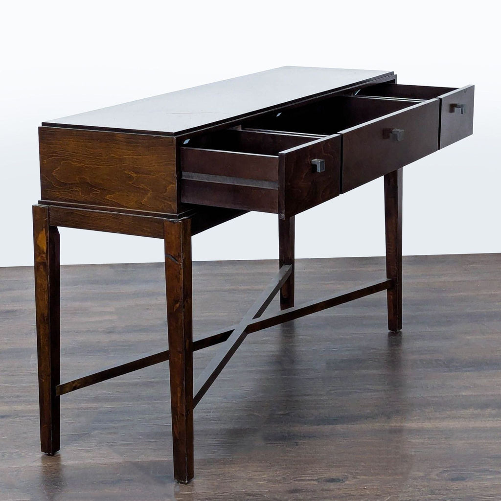 Three Drawer Wood Console Table