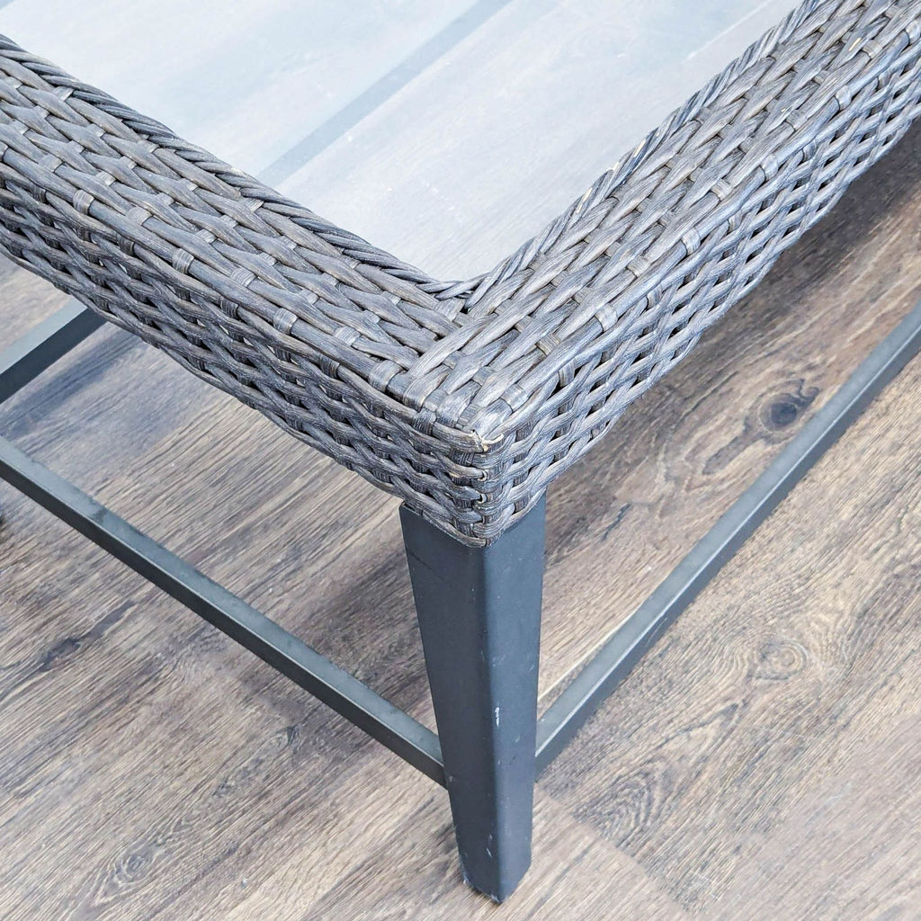 Rectangular Wicker and Glass Coffee Table with Metal Frame - Accepted Offer (52.38% discount)