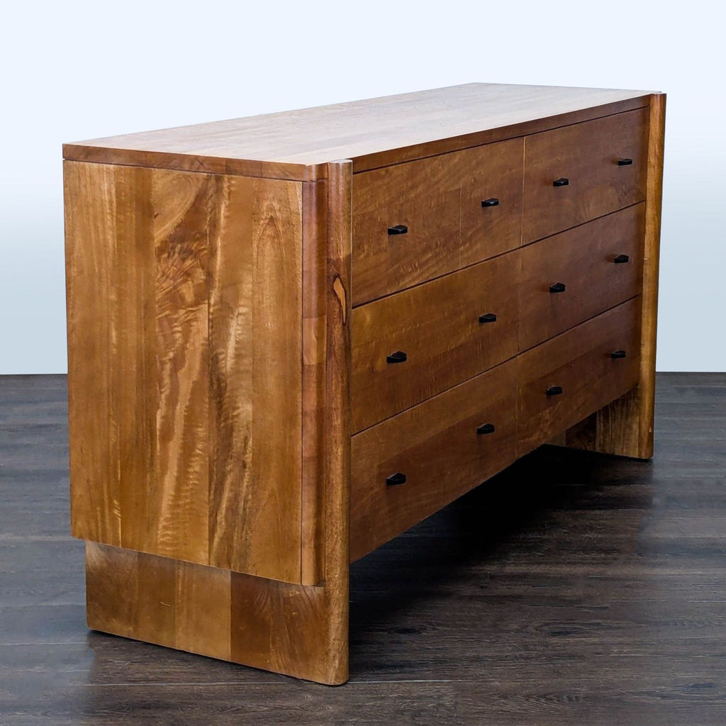 Six-drawer West Elm dresser with clean lines, warm finish, and durable wood, ideal for organizing bedroom essentials.