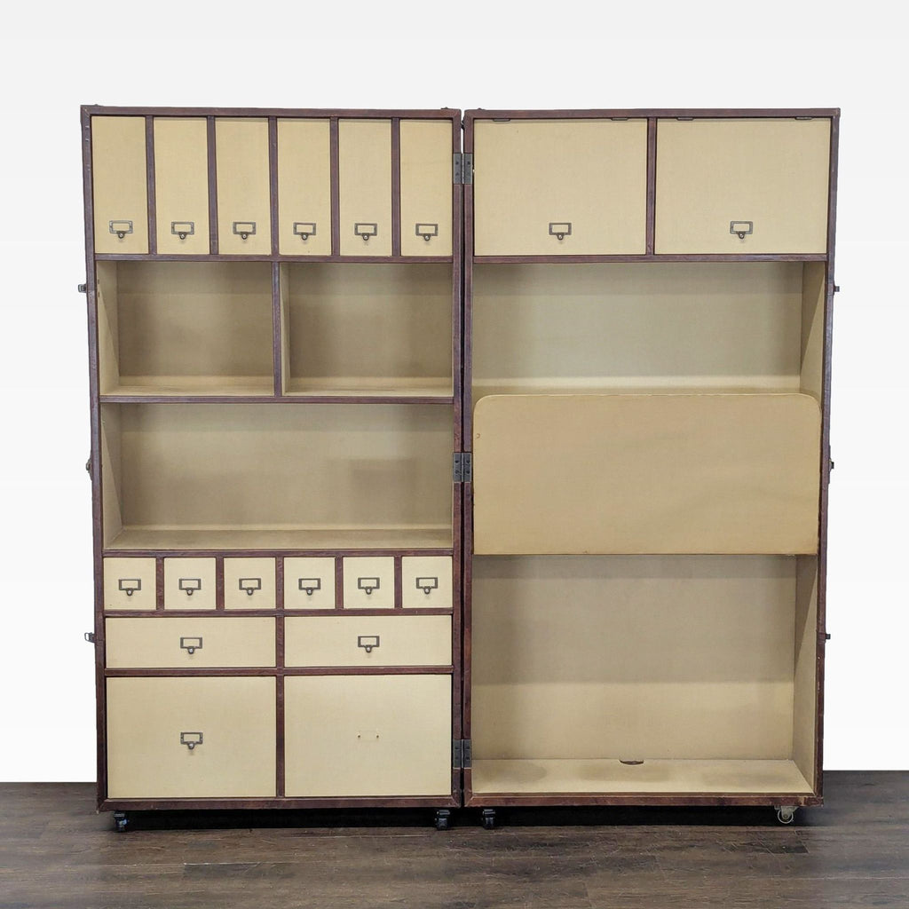 Restoration Hardware Mayfair Vintage-Style Office Trunk Cabinet with Storage and Drawers
