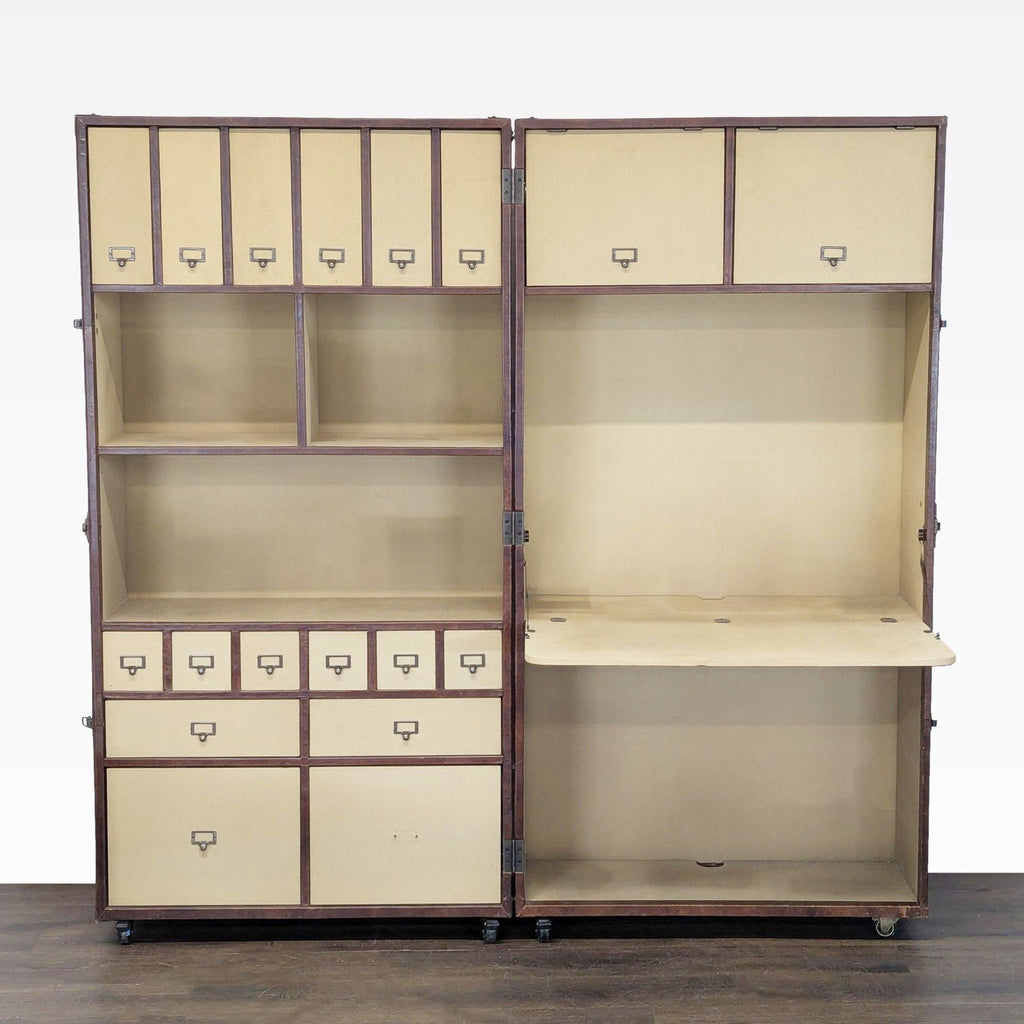 Restoration Hardware Mayfair Vintage-Style Office Trunk Cabinet with Storage and Drawers