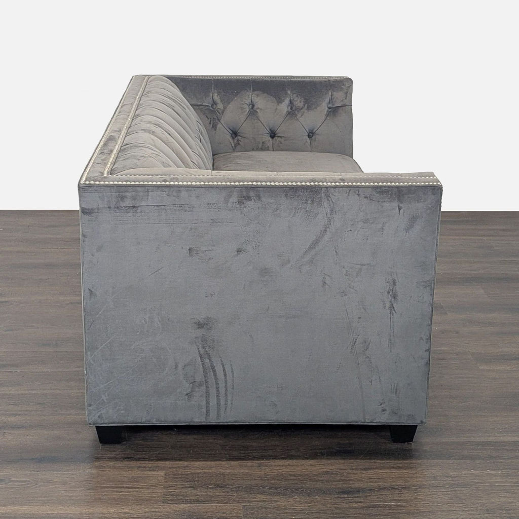 Mitchell Gold + Bob Williams Gray Velvet Sleeper Sofa with Tufted Back
