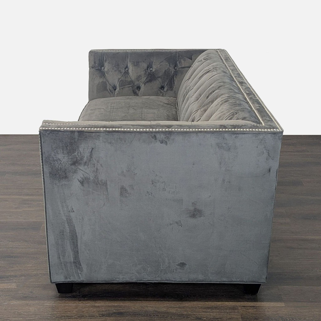 Mitchell Gold + Bob Williams Gray Velvet Sleeper Sofa with Tufted Back