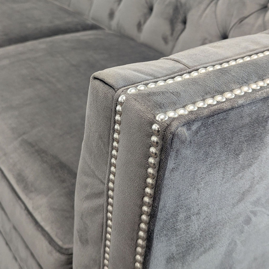 Mitchell Gold + Bob Williams Gray Velvet Sleeper Sofa with Tufted Back
