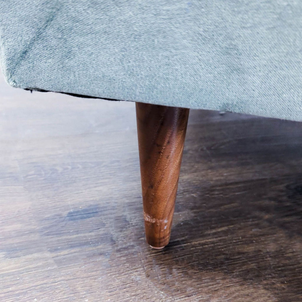 Modern Light Blue Velvet Lounge Chair with Wooden Legs