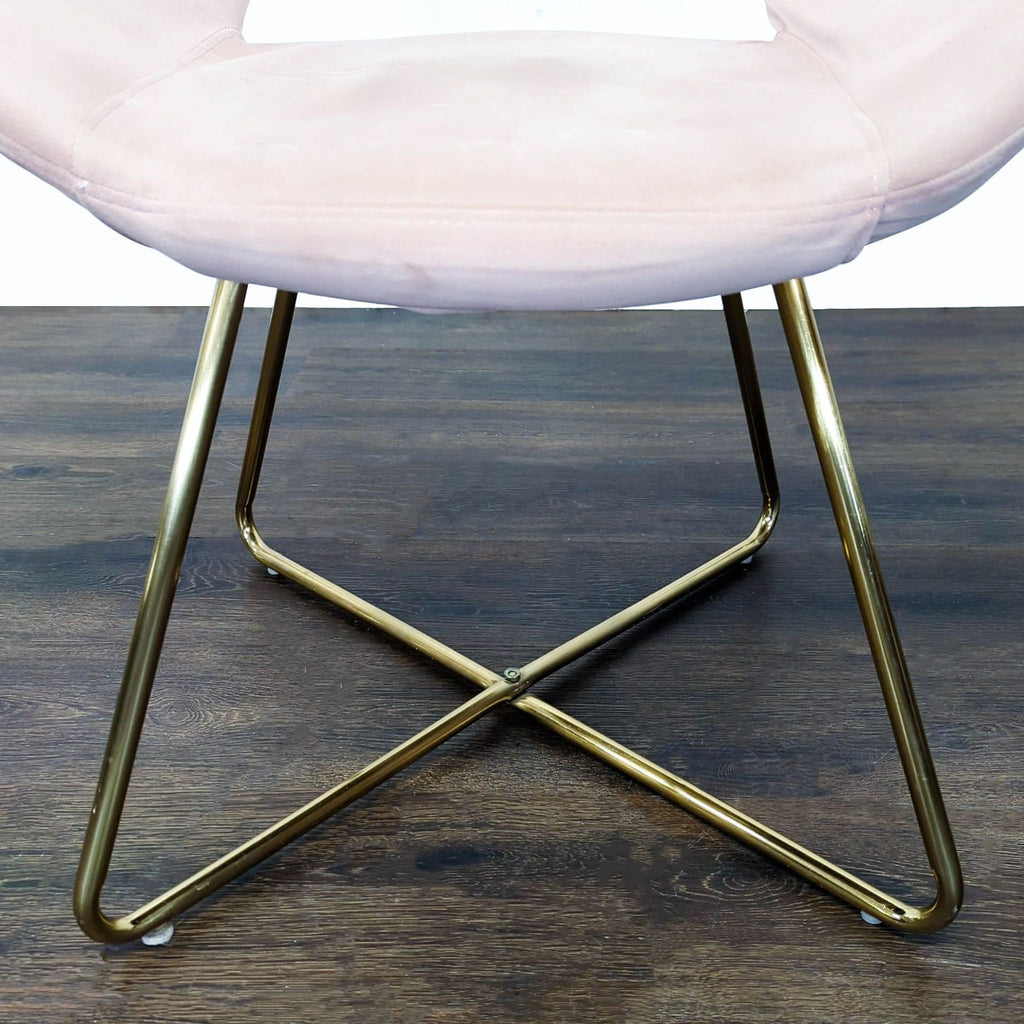 Modern Pink Velvet Lounge Chair with Gold Metal Legs