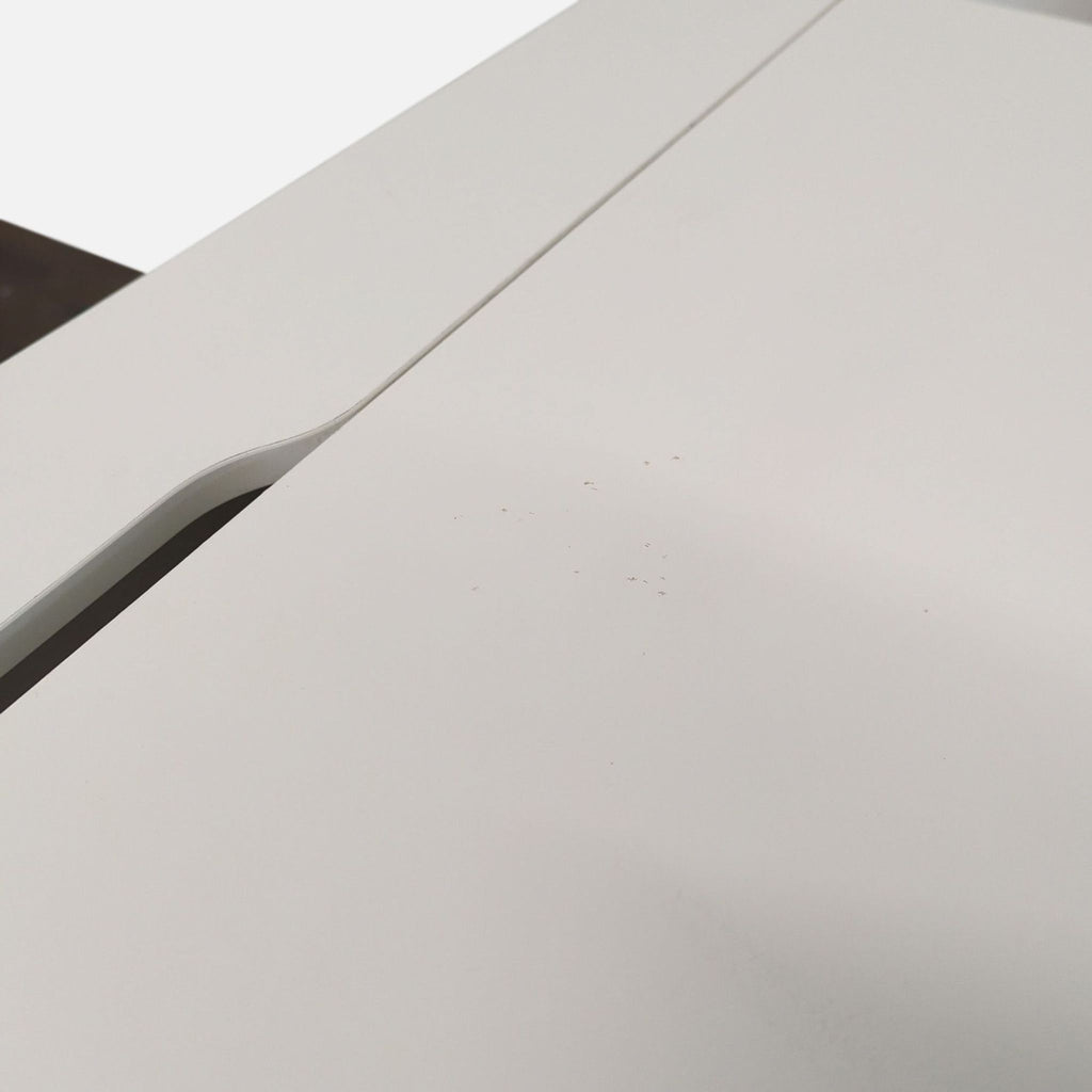 Modern White Desk with Two Drawers and Hidden Storage