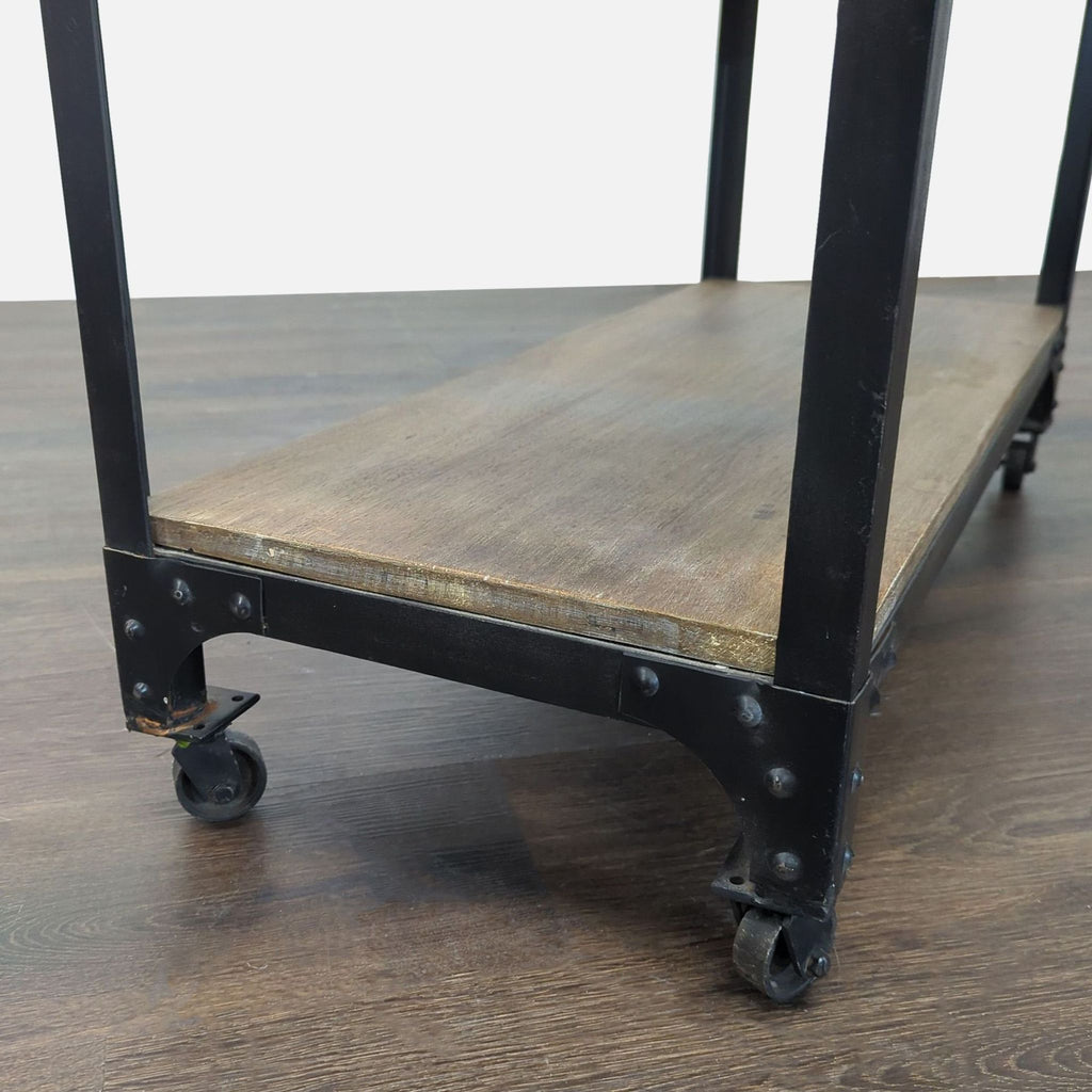 Anthropologie Decker Industrial Wood & Metal Bookshelf with Drawers and Wheels