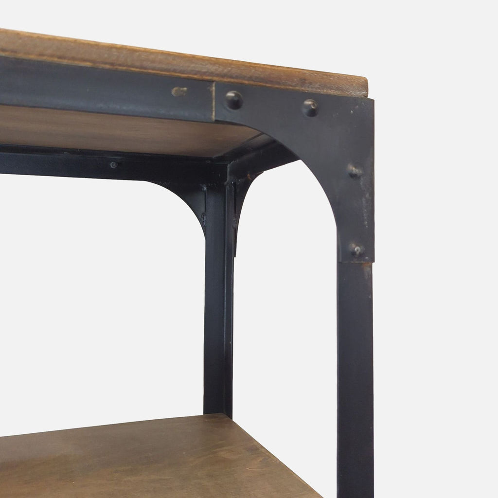Anthropologie Decker Industrial Wood & Metal Bookshelf with Drawers and Wheels