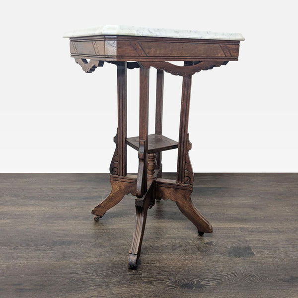Eastlake Victorian Marble Top Side Table