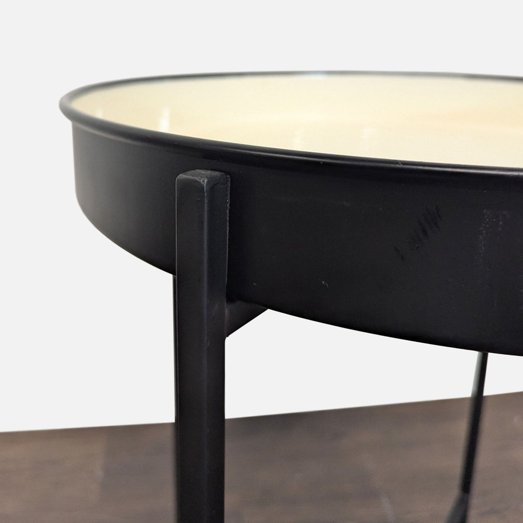 Contemporary Project 62 side table with removable serving tray, metal construction.