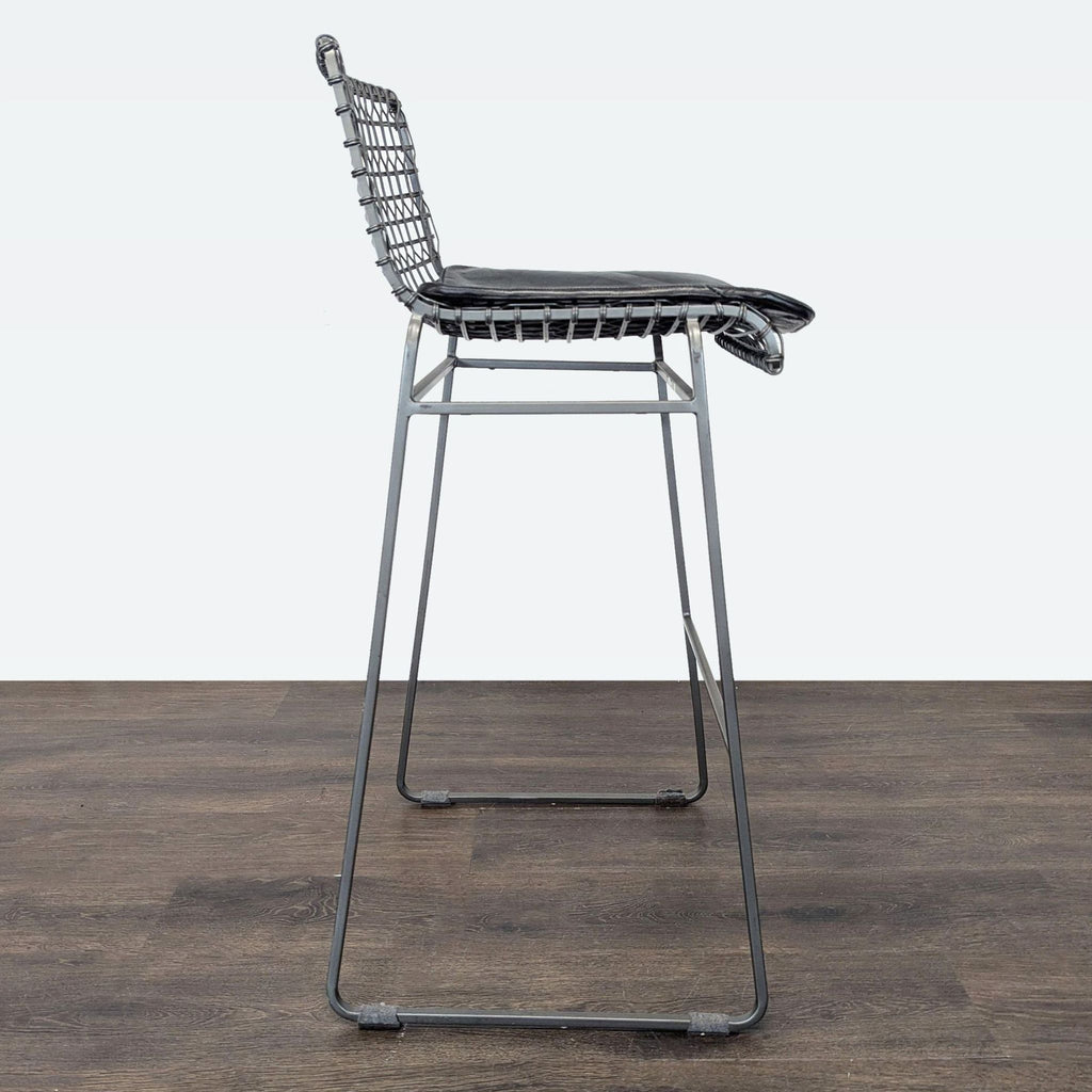 Set of Three Crate & Barrel Tig Metal Bar Stools with Cushions