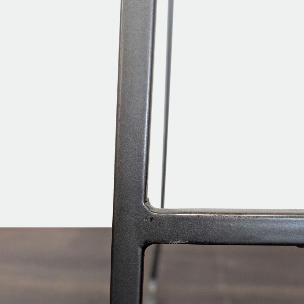 Set of Three Crate & Barrel Tig Metal Bar Stools with Cushions