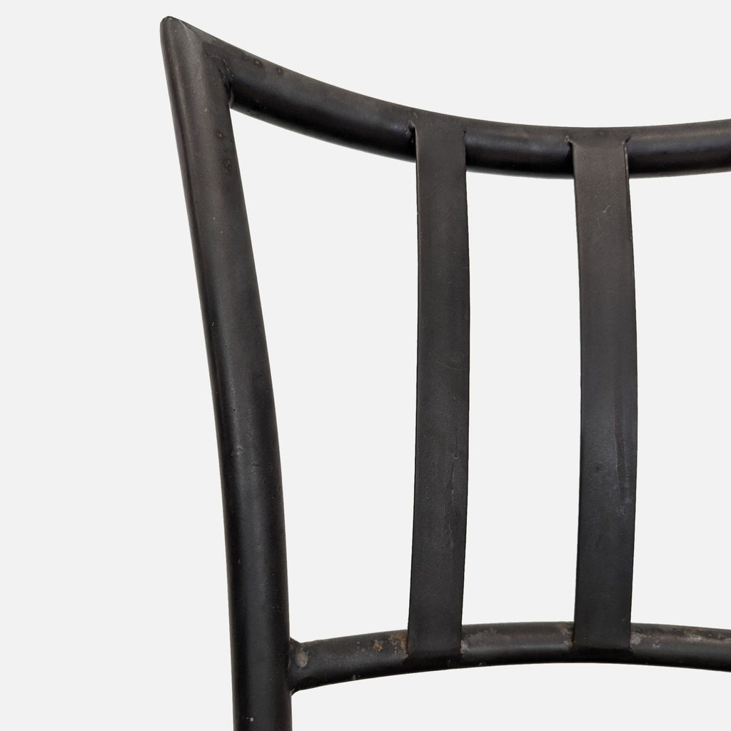 Metal Bar Stool with Cushioned Beige Seat and Black Frame