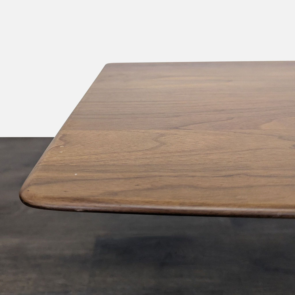 Fly side table with a rectangular walnut top and steel frame, produced in Italy by Flexform, side & console table category.