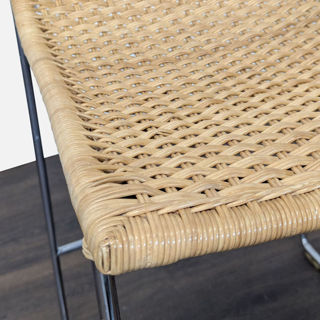 Ottoman with sleek metal construction, fitting modern bench and seating needs.