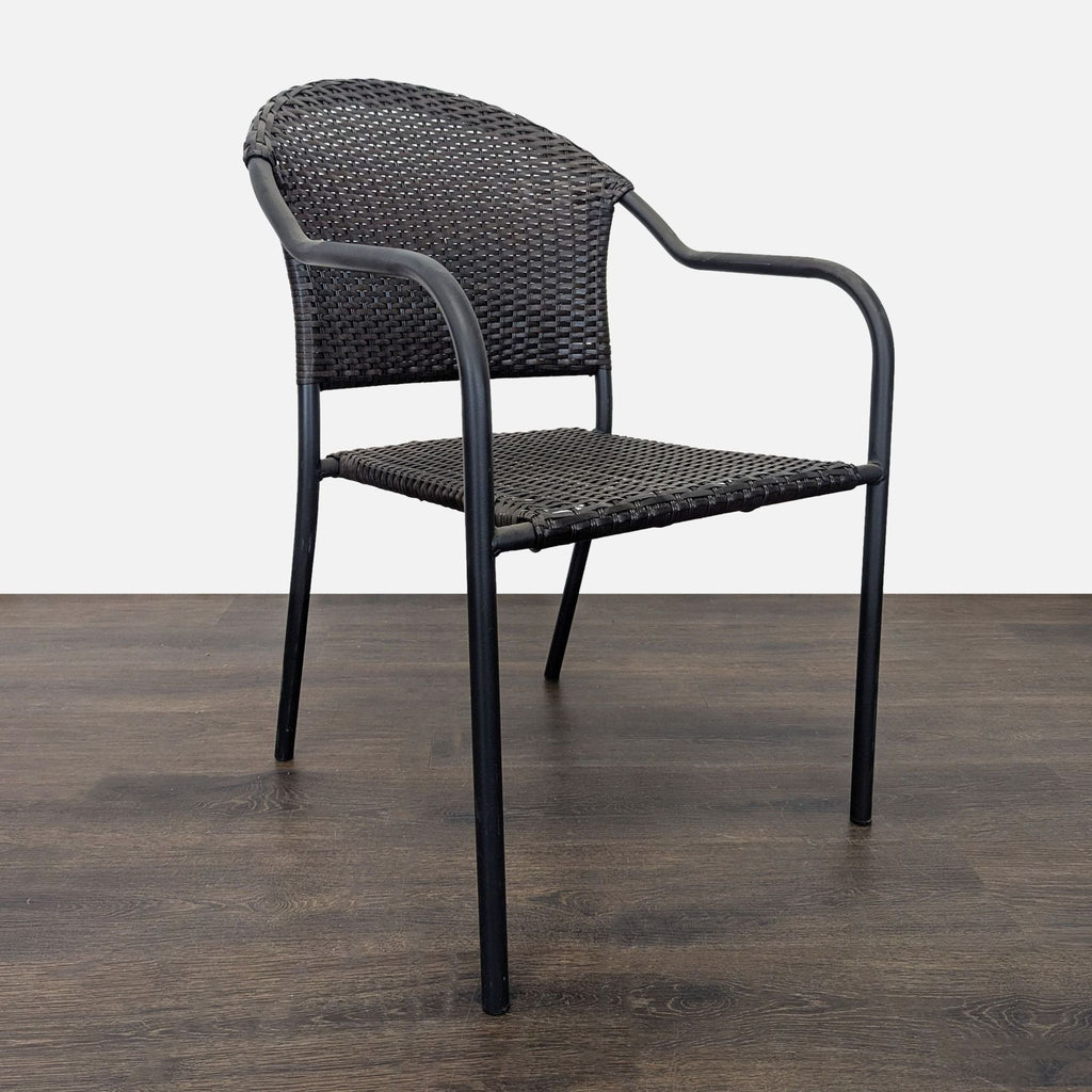 Pelham Bay Set of 8 Woven Rattan and Metal Arm Chairs - Indoor/Outdoor Use