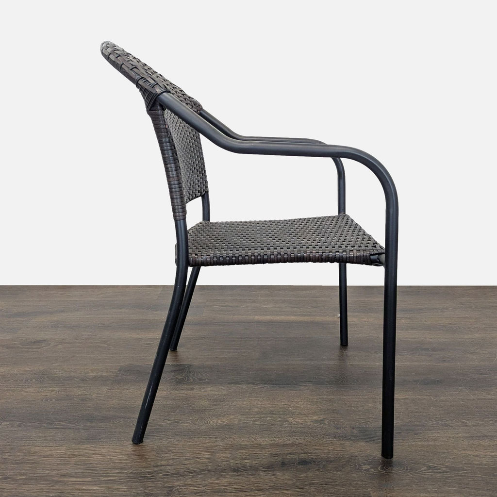 Pelham Bay Set of 8 Woven Rattan and Metal Arm Chairs - Indoor/Outdoor Use