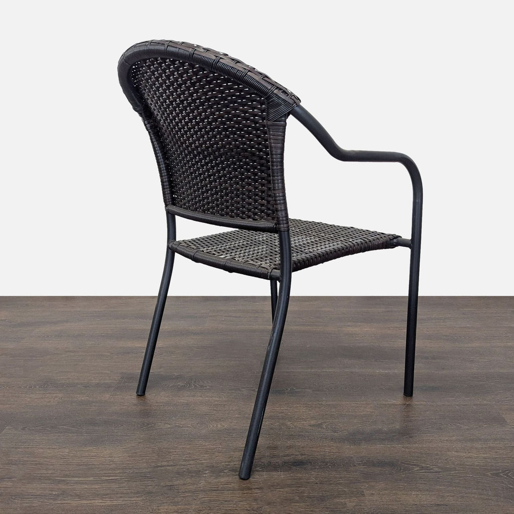 Pelham Bay Set of 8 Woven Rattan and Metal Arm Chairs - Indoor/Outdoor Use
