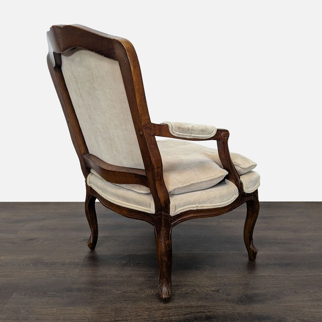Louis XV Style Carved Wood Velvet Fauteuil Armchair