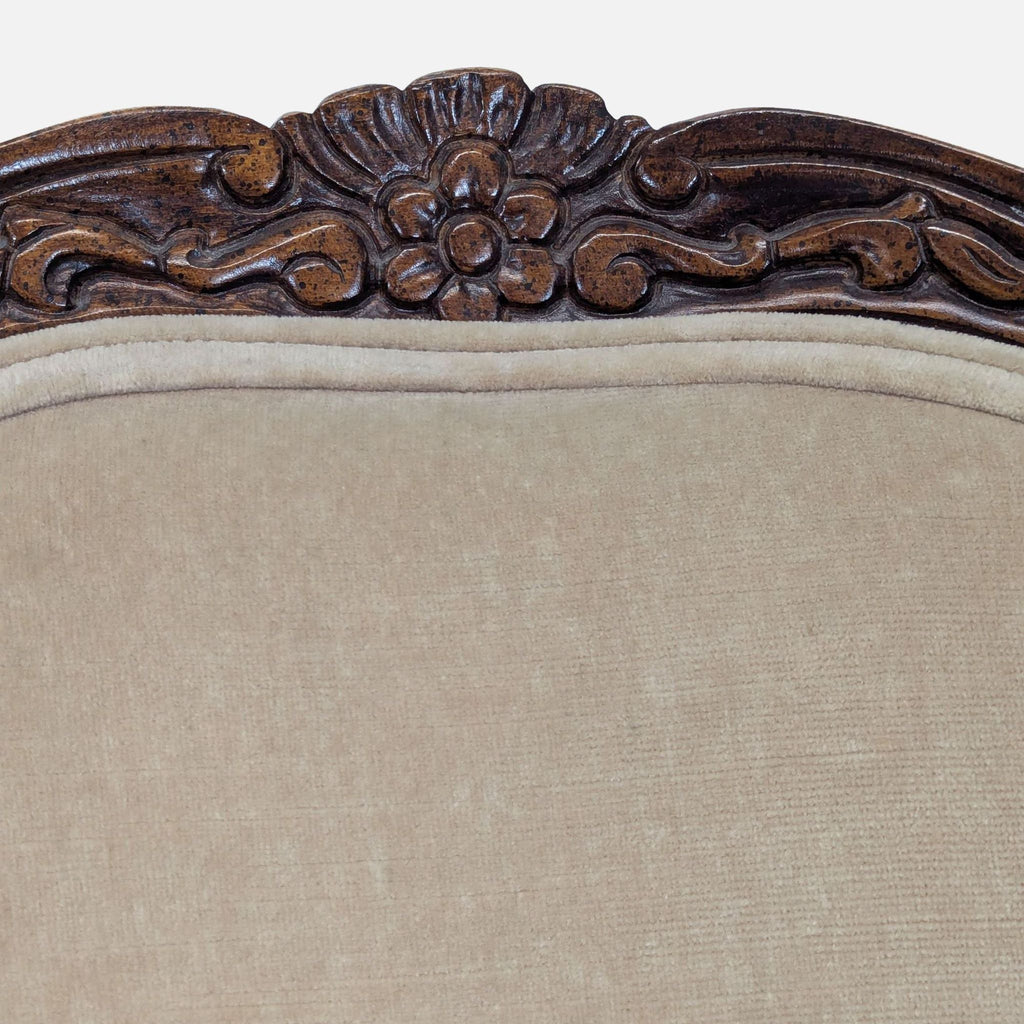 Louis XV Style Carved Wood Velvet Fauteuil Armchair
