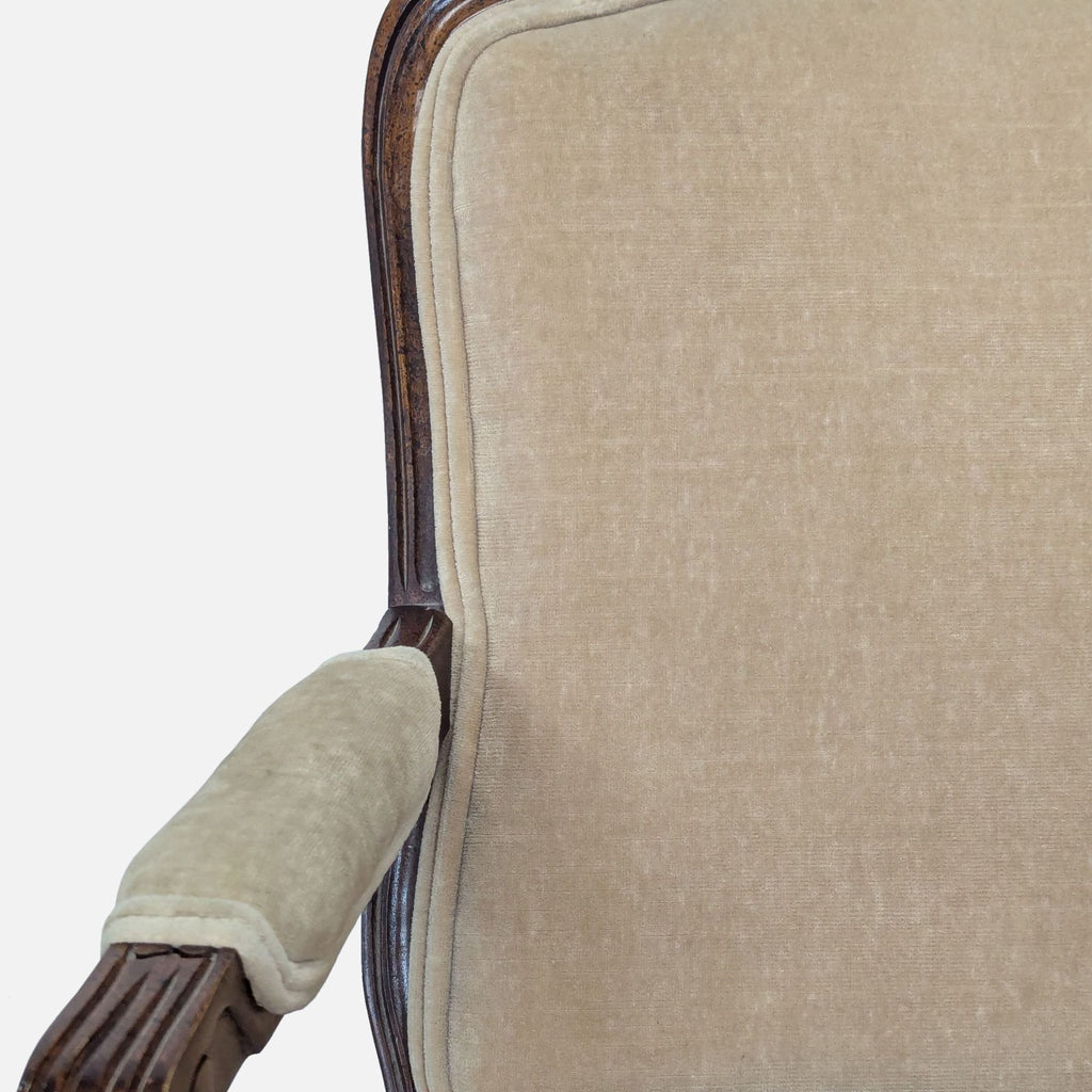 Louis XV Style Carved Wood Velvet Fauteuil Armchair