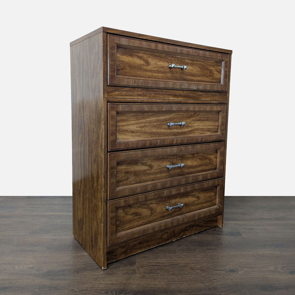 Classic 4-Drawer Wood Dresser with Silver Handles
