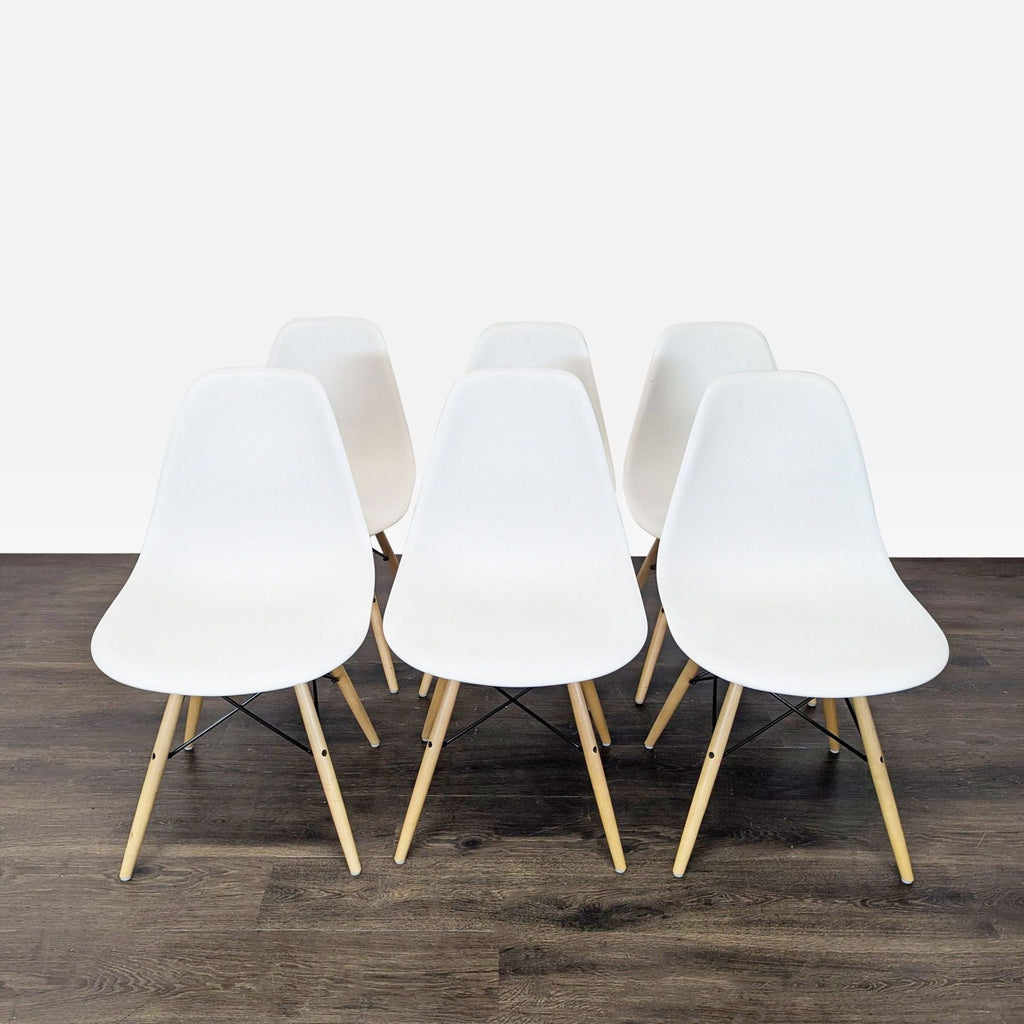Set of Six Herman Miller Eames Molded Plastic Side Chairs