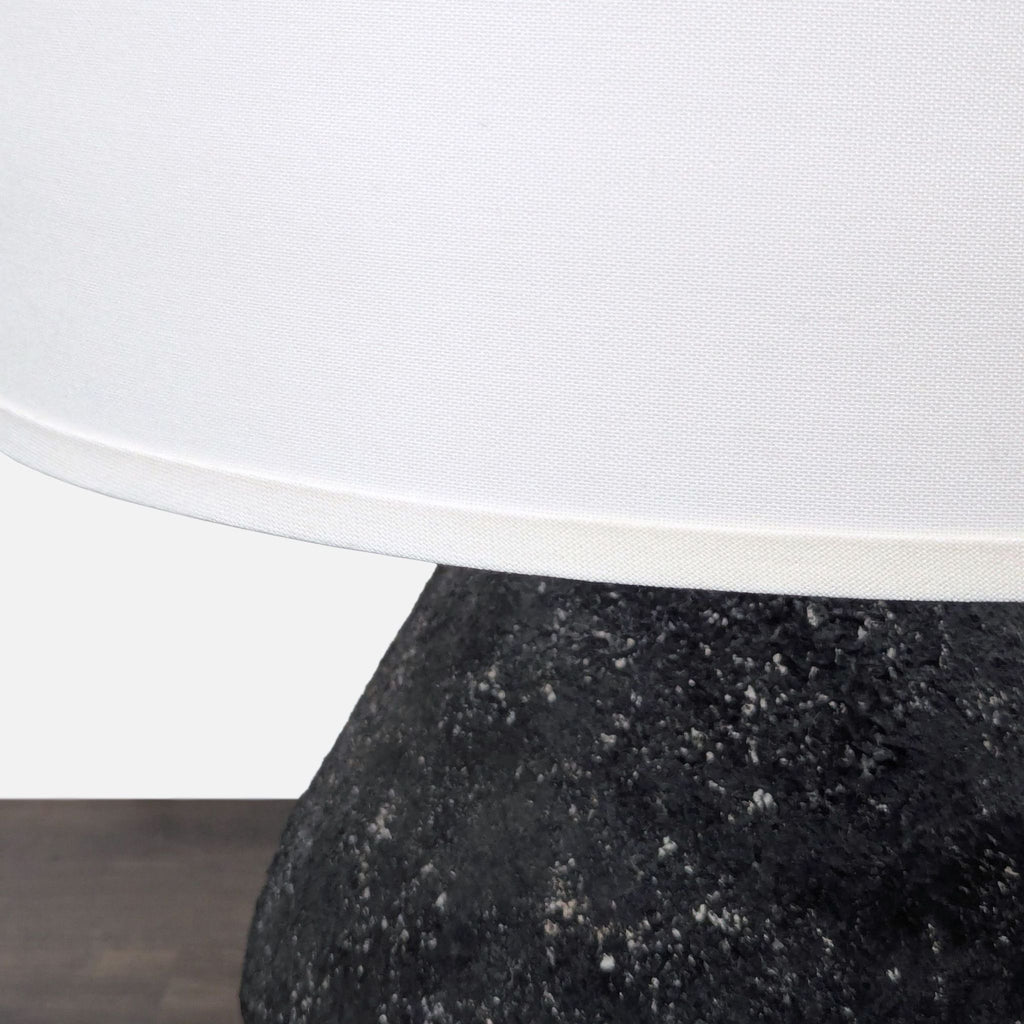 Troy Lighting Artifact Modern Table Lamp with Textured Black Base and White Shade