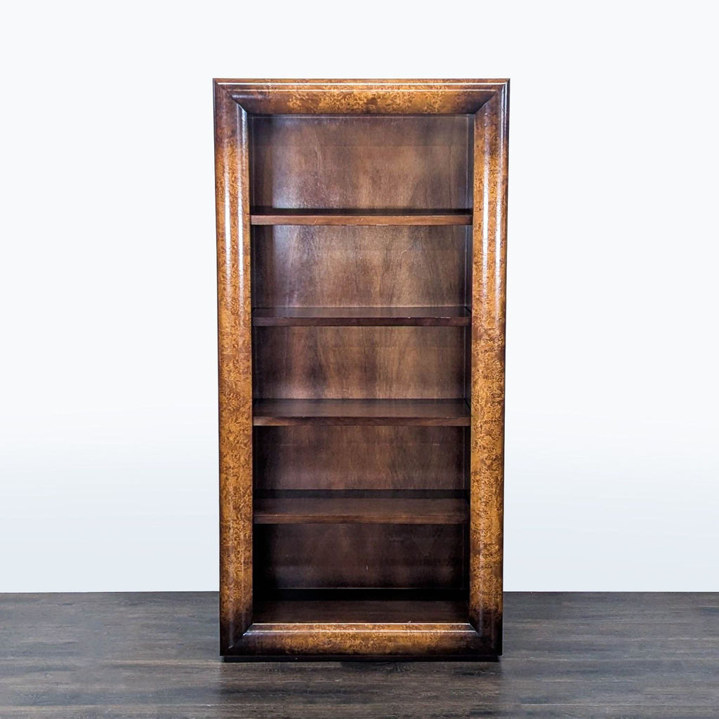 Williams-Sonoma Home bookshelf with five shelves, brown wood finish, and visible grain pattern.