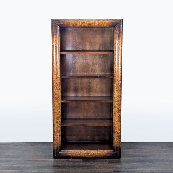 Williams-Sonoma Home bookshelf with five shelves, brown wood finish, and visible grain pattern.