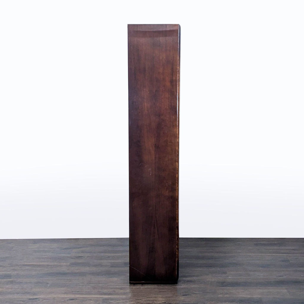 Five-shelf Williams-Sonoma Home bookshelf in rich brown wood, suitable for living rooms, offices, or studies.