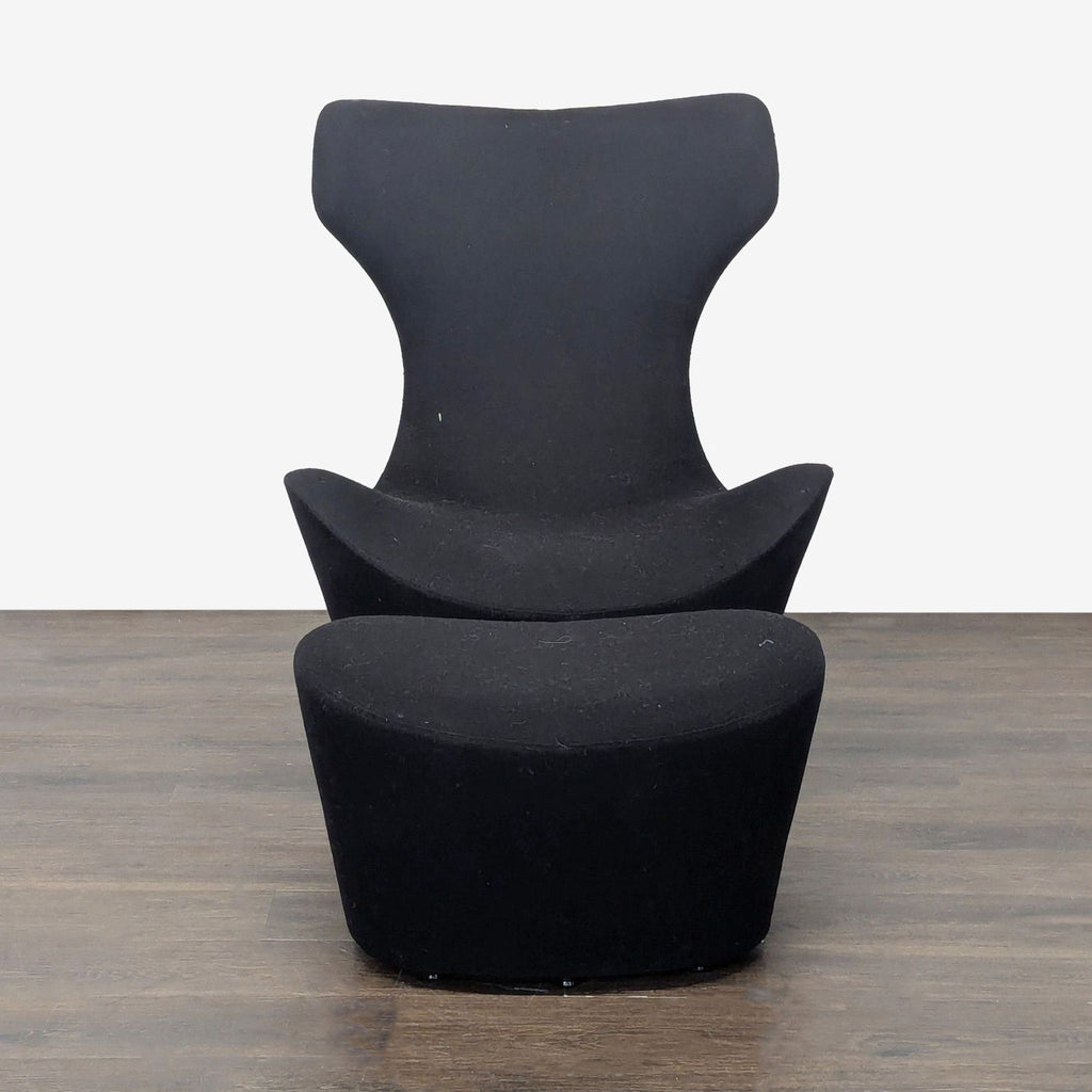 B&B Italia Grande Papilio Black Lounge Chair with Ottoman Set