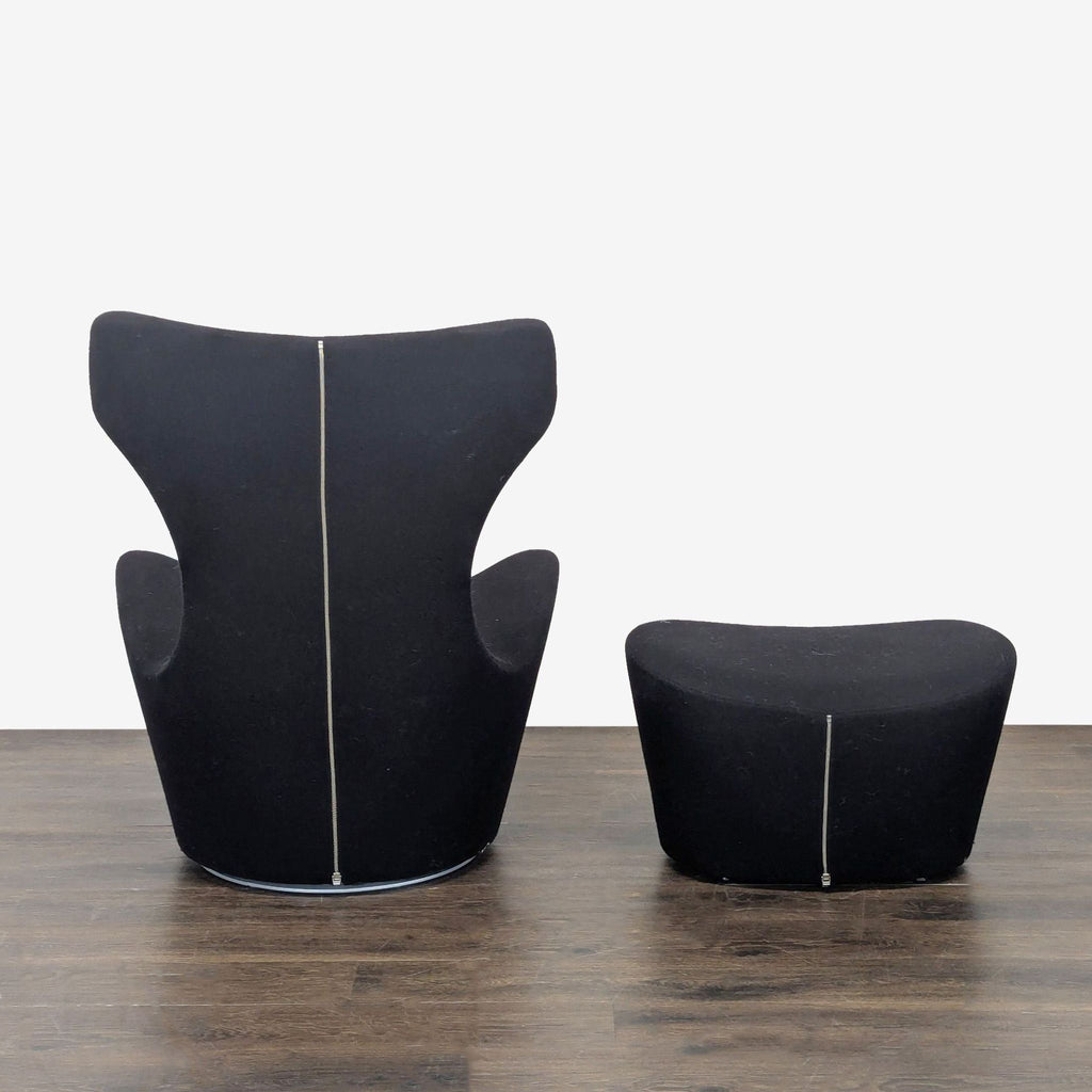 B&B Italia Grande Papilio Black Lounge Chair with Ottoman Set