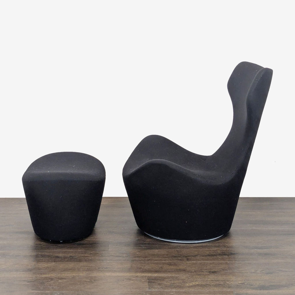 B&B Italia Grande Papilio Black Lounge Chair with Ottoman Set