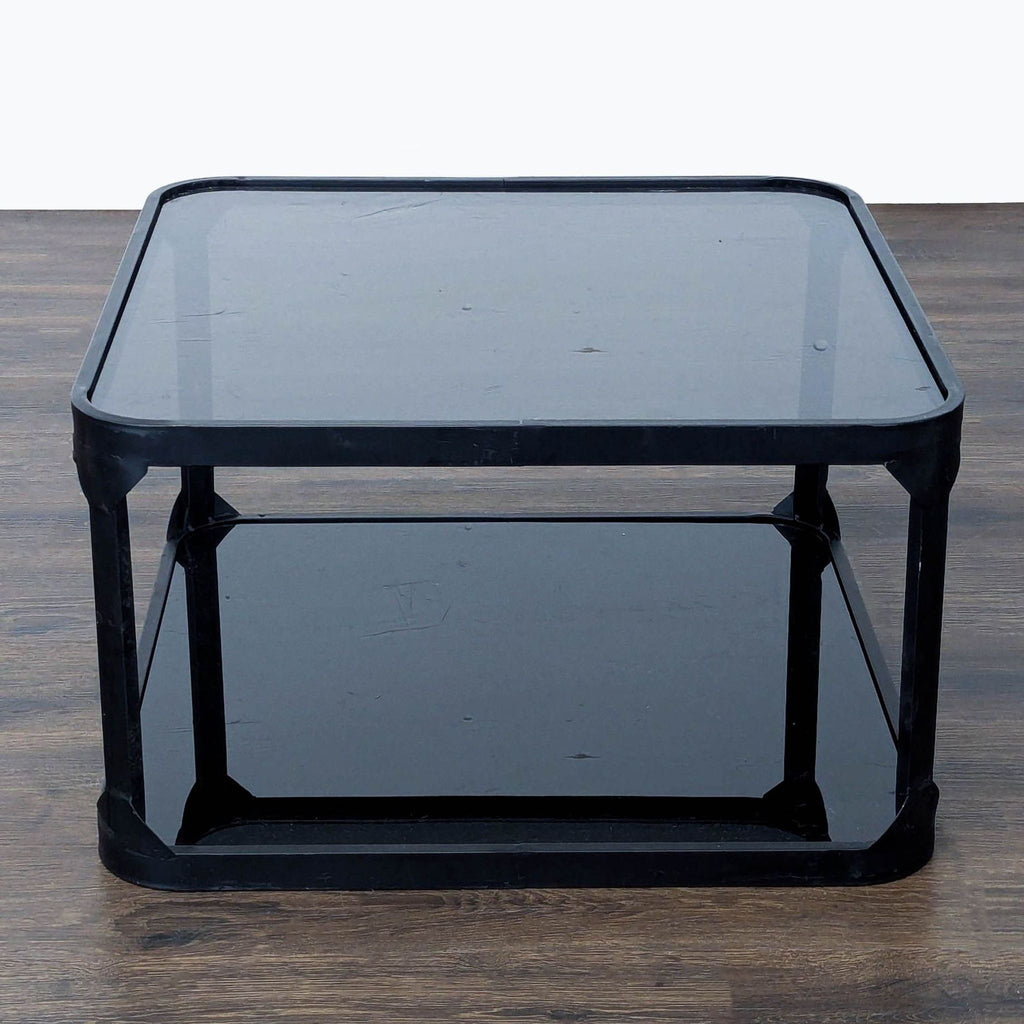 Metal and Glass Coffee Table with Mirror Shelf