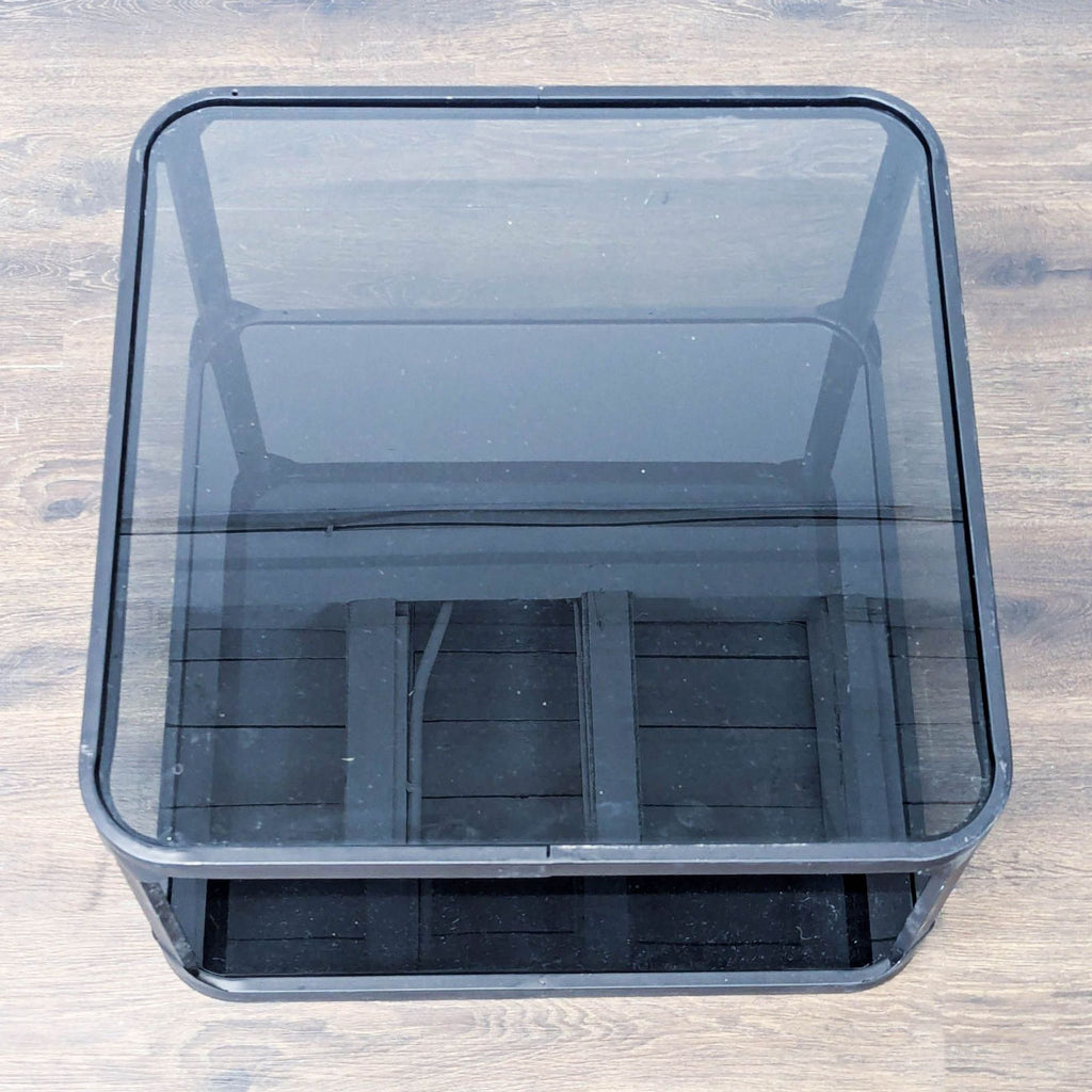 Metal and Glass Coffee Table with Mirror Shelf
