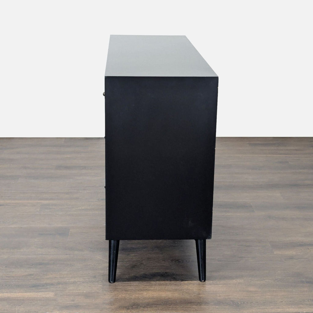 Living Spaces Modern Black 6-Drawer Dresser with Metal Handles