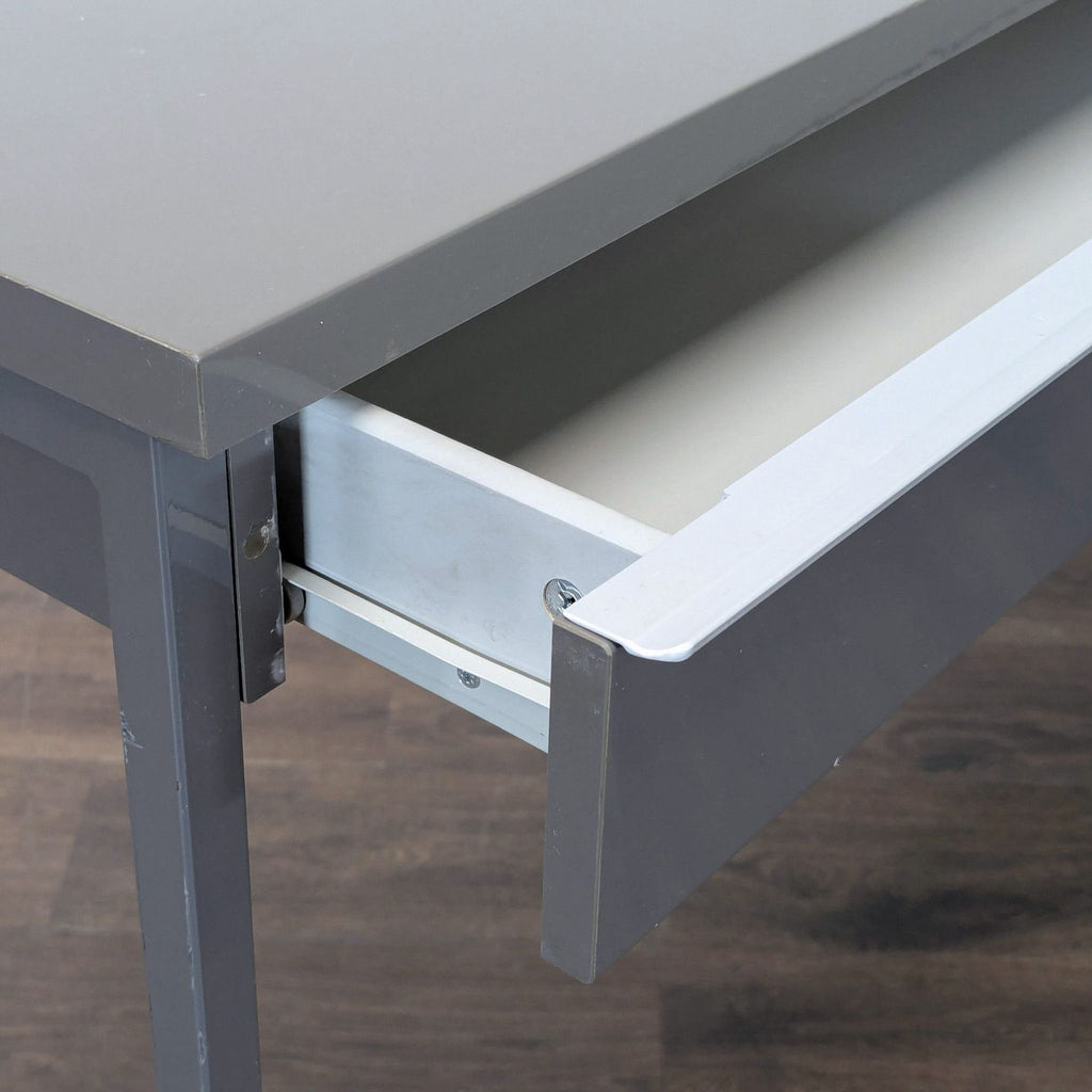 Ikea Bestå Modern Gray Desk with Metal Frame and Dual Drawers