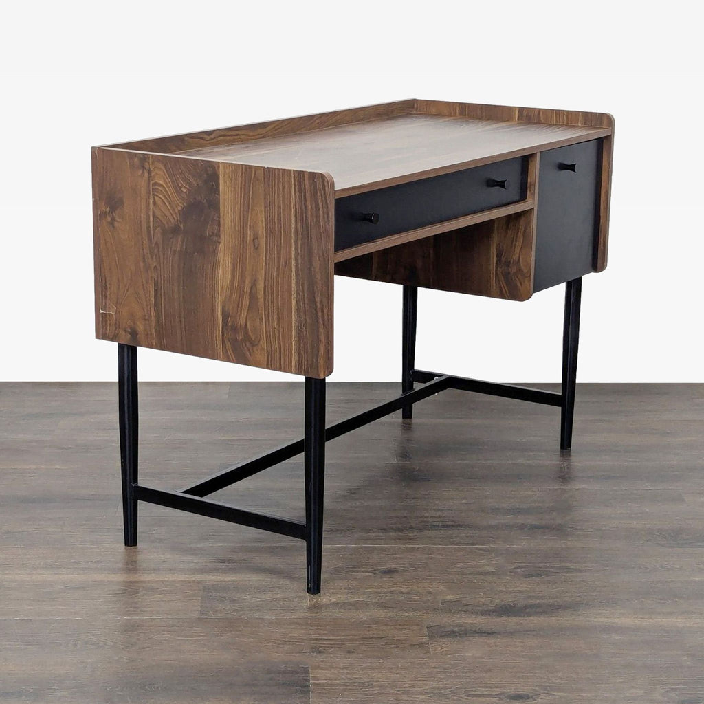 Sauder Modern Two-Tone Desk with Drawer and Cabinet Storage