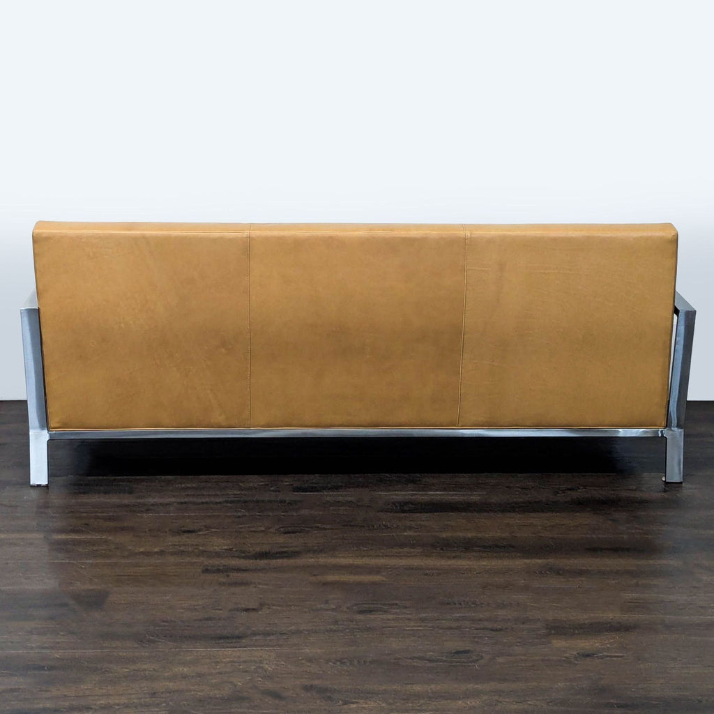 Room & Board Zinc Modern 3-Seat Camel Leather Sofa with Metal Frame