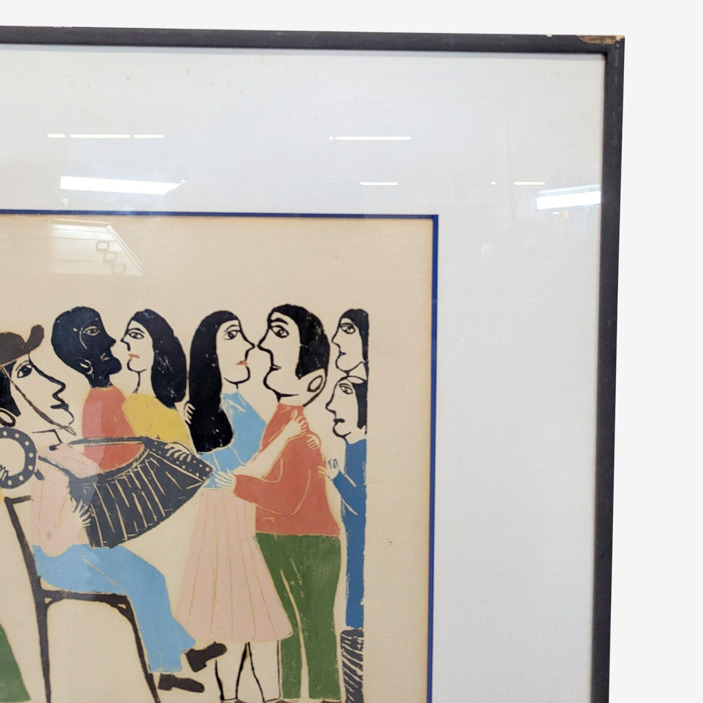 Amaro Francisco Framed Folk Art Print "O Forró Nordestino" - Colorful Dancing Scene